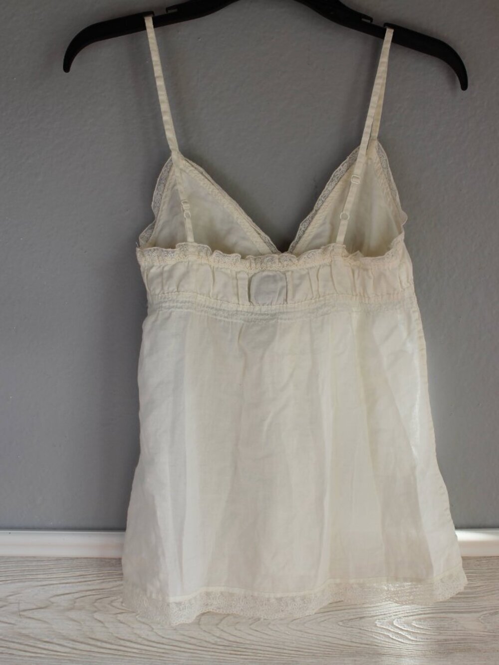 Vintage Abercrombie & Fitch Y2K Babydoll Cami Lace Trim Cream Coquette Size S - Picture 2 of 6